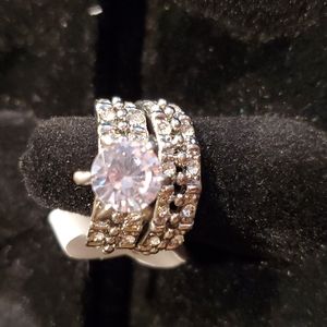 Cz Silver Ring Set Size 6